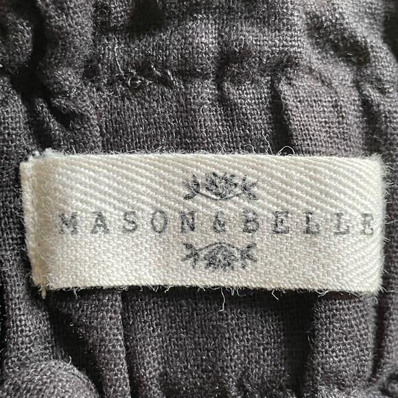 Mason & Belle Pants Bea Black Tapered Leg Linen Beach Belted Sz S Stitch Fix NEW - Picture 7 of 12